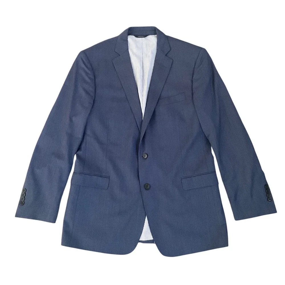 Brooks Brothers Explorer Regent Fit Wool Silk Stretch Blue Blazer 44L Jacket
